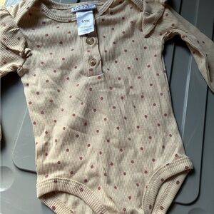 Beige Polka Dot Baby Onesie Nicole Miller 6/9 months
